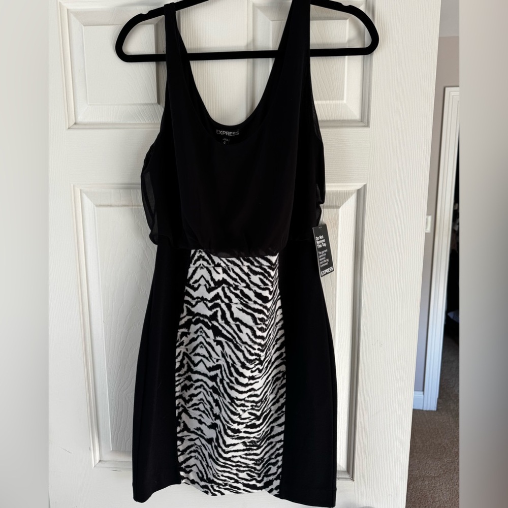 Express Monochrome Zebra Mini Dress